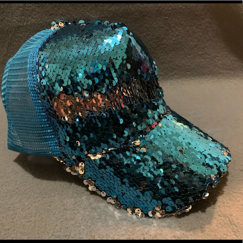 Mermaid Sequin SnapBack hat Blue/silver